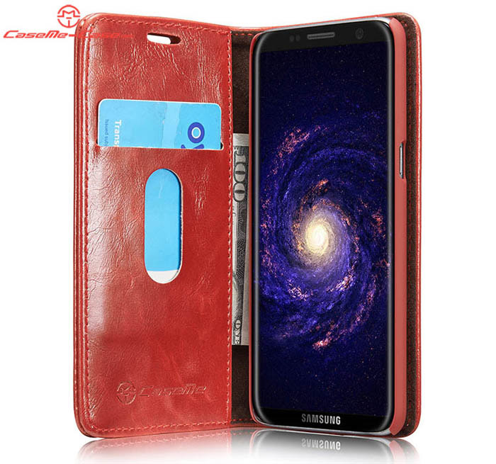 CaseMe Samsung Galaxy S8 Plus Magnetic Flip PU Leather Wallet Case Red