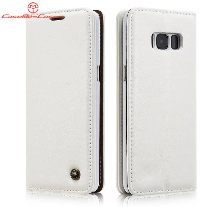 CaseMe Samsung Galaxy S8 Plus Magnetic Flip PU Leather Wallet Case White