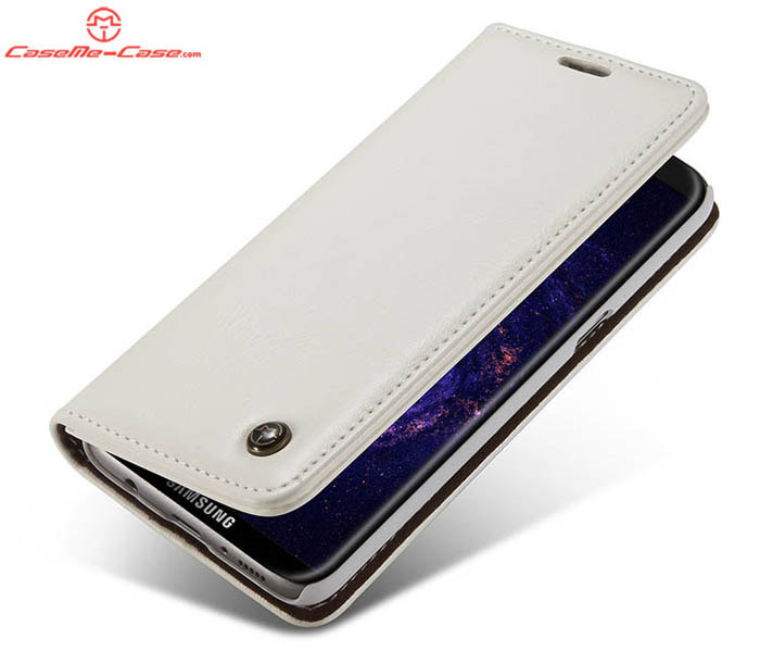 CaseMe Samsung Galaxy S8 Plus Magnetic Flip PU Leather Wallet Case White