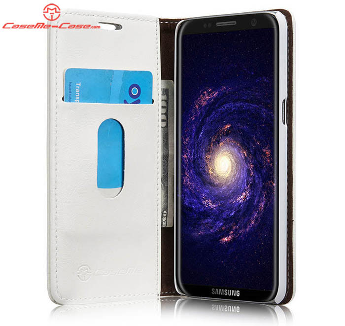 CaseMe Samsung Galaxy S8 Plus Magnetic Flip PU Leather Wallet Case White