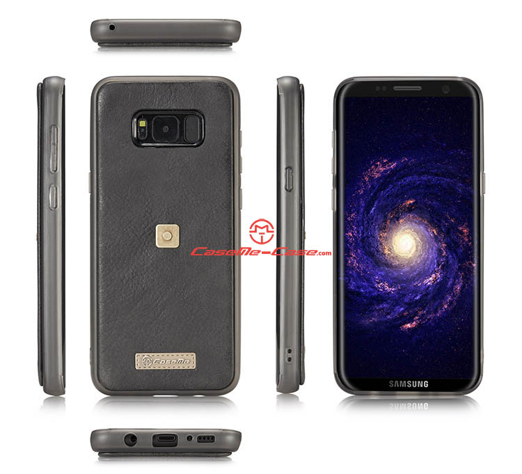 CaseMe Samsung Galaxy S8 Plus Metal Buckle Zipper Wallet Detachable Folio Case Black