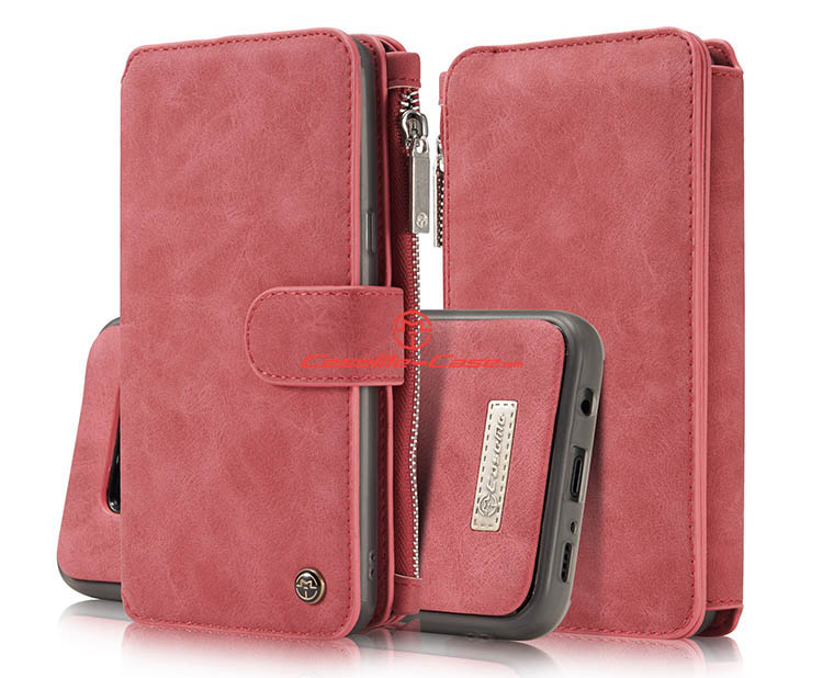 CaseMe Samsung Galaxy S8 Plus Zipper Wallet Detachable 2 in 1 Flip Case Red