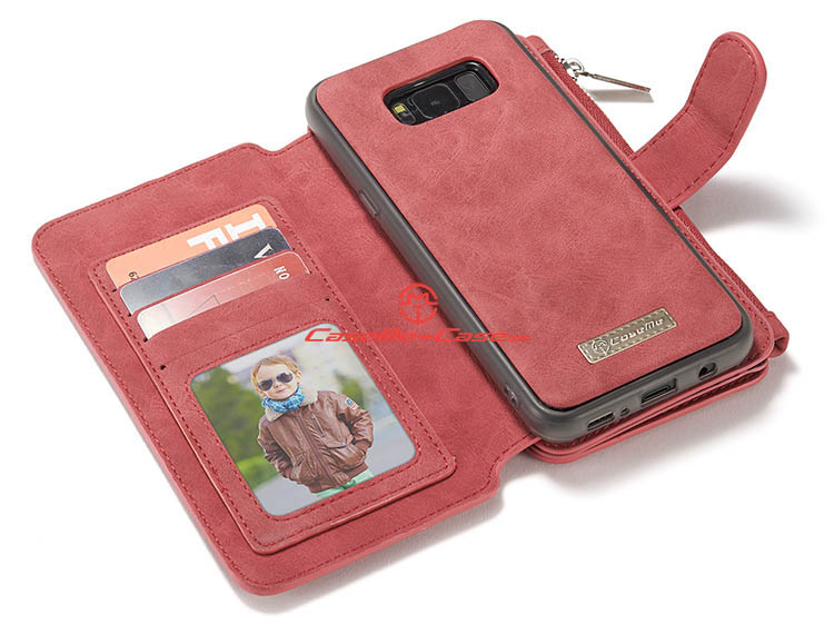 CaseMe Samsung Galaxy S8 Plus Zipper Wallet Detachable 2 in 1 Flip Case Red