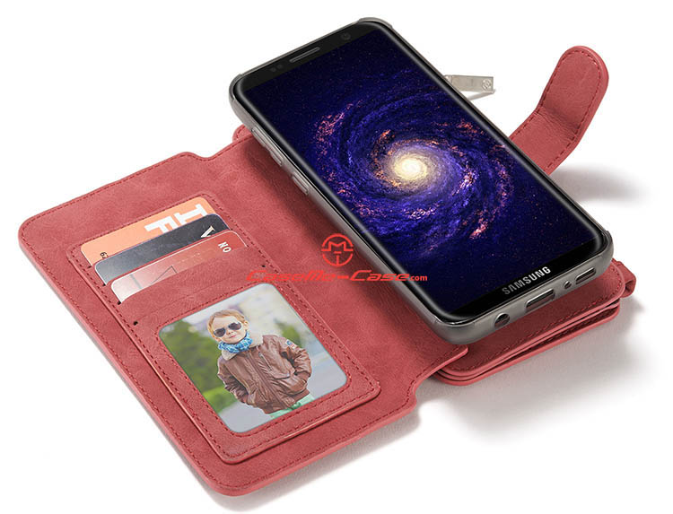 CaseMe Samsung Galaxy S8 Plus Zipper Wallet Detachable 2 in 1 Flip Case Red