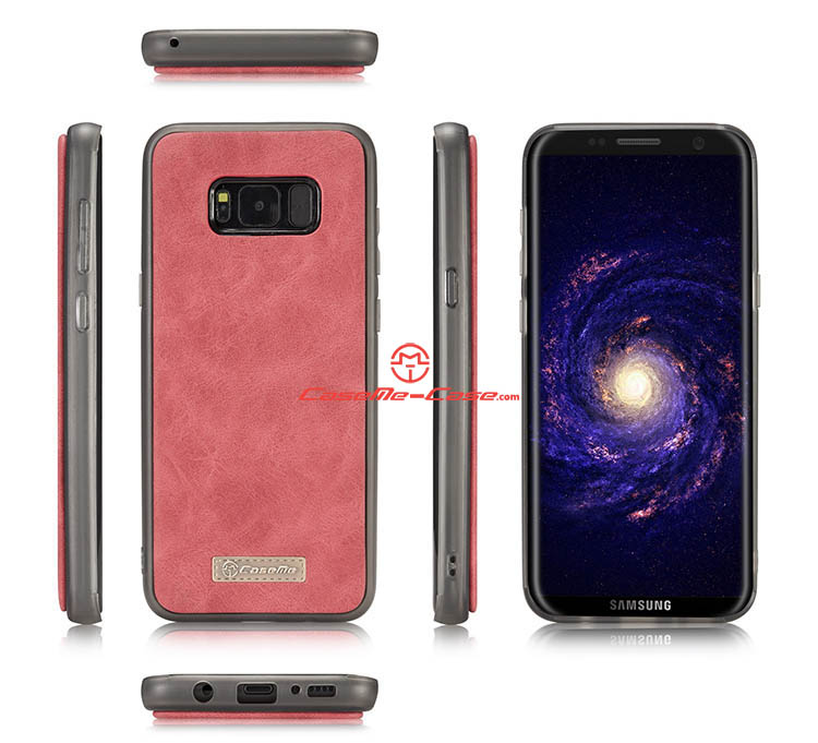 CaseMe Samsung Galaxy S8 Plus Zipper Wallet Detachable 2 in 1 Flip Case Red