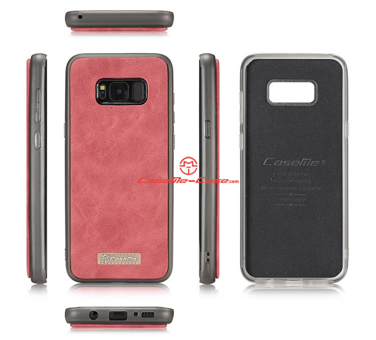 CaseMe Samsung Galaxy S8 Plus Zipper Wallet Detachable 2 in 1 Flip Case Red