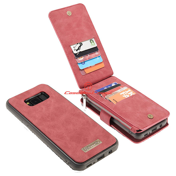 CaseMe Samsung Galaxy S8 Plus Zipper Wallet Detachable 2 in 1 Flip Case Red