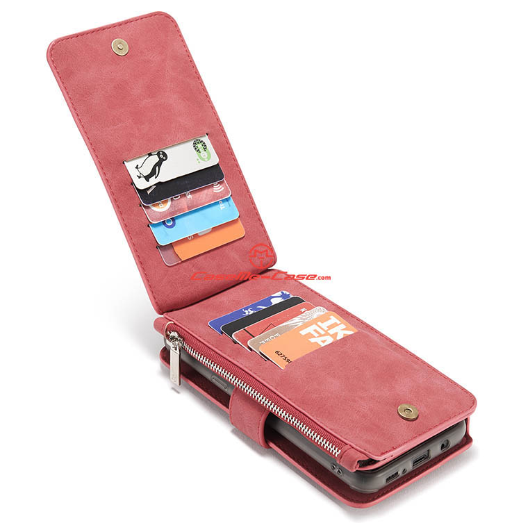 CaseMe Samsung Galaxy S8 Plus Zipper Wallet Detachable 2 in 1 Flip Case Red