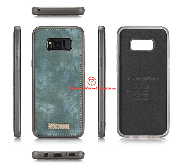 CaseMe Samsung Galaxy S8 Plus Zipper Wallet Detachable 2 in 1 Folio Case Green
