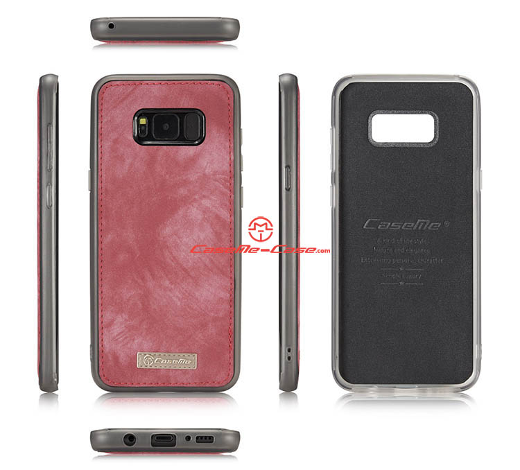 CaseMe Samsung Galaxy S8 Plus Zipper Wallet Detachable 2 in 1 Folio Case Red