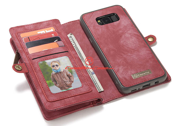 CaseMe Samsung Galaxy S8 Plus Zipper Wallet Detachable 2 in 1 Folio Case Red