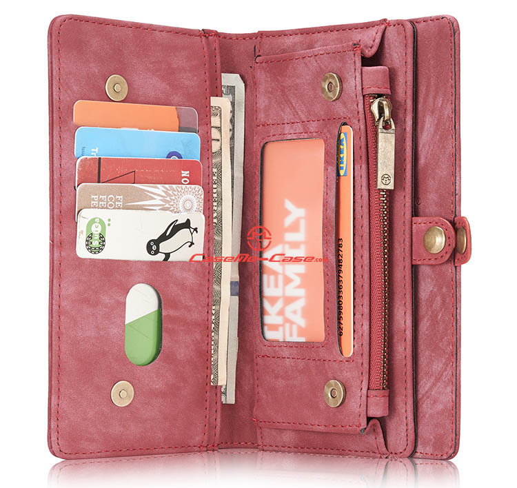 CaseMe Samsung Galaxy S8 Plus Zipper Wallet Detachable 2 in 1 Folio Case Red