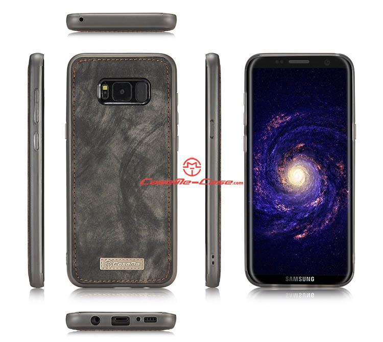 CaseMe Samsung Galaxy S8 Zipper Wallet Detachable 2 in 1 Folio Case Black