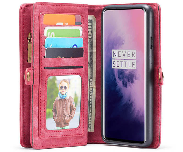 Caseme Oneplus 7 Pro Wallet Magnetic Detachable 2 In 1 Case Red