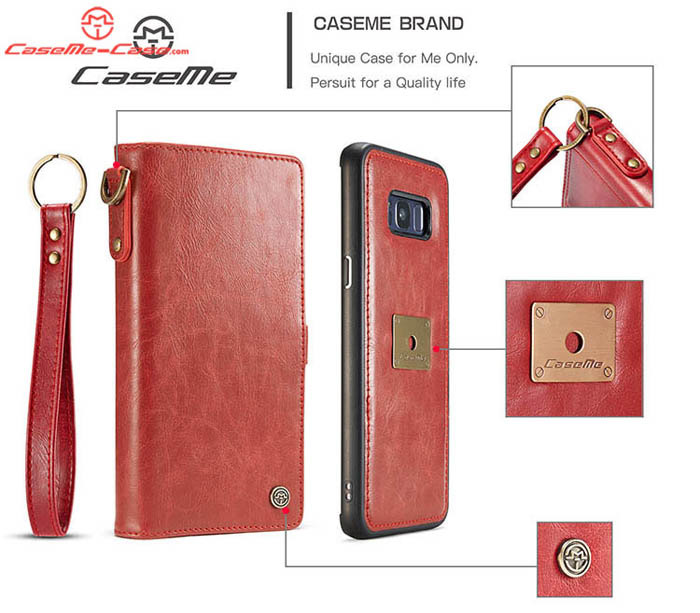 CaseMe Samsung Galaxy S8 Wallet Detachable Wrist Strap Case