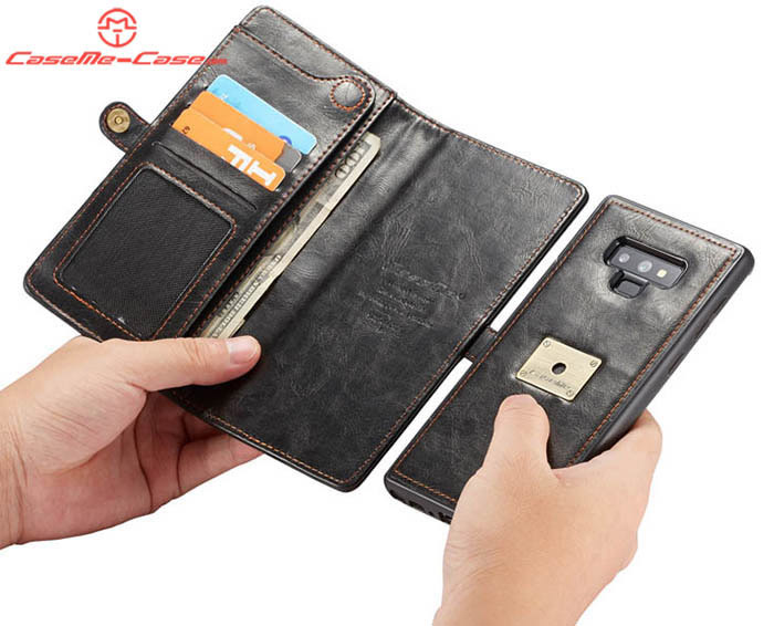 CaseMe Samsung Galaxy Note 9 Wallet Magnetic Detachable 2 in 1 Retro Style Case With Wrist Strap