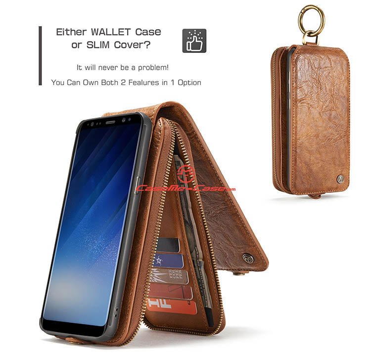 CaseMe Samsung Galaxy S8 Plus Zipper Wallet Magnetic Detachable Flip Leather Case