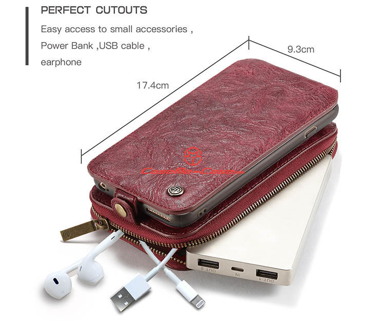 CaseMe iPhone 6 Plus Zipper Wallet Magnetic Detachable Flip Leather Case