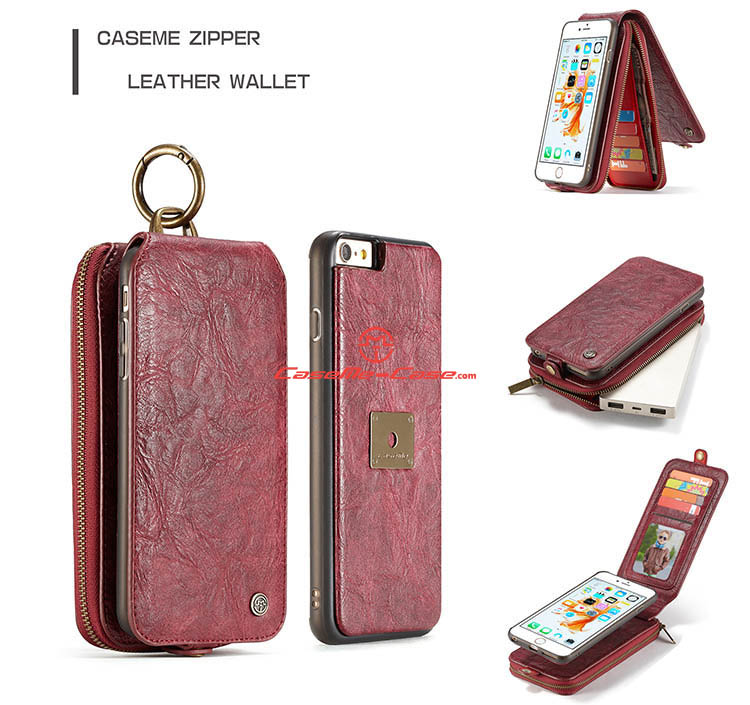 CaseMe iPhone 6 Plus Zipper Wallet Magnetic Detachable Flip Leather Case