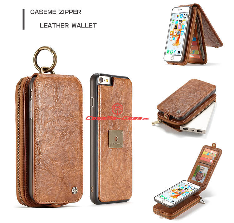 CaseMe iPhone 6 Plus Zipper Wallet Magnetic Detachable Flip Leather Case