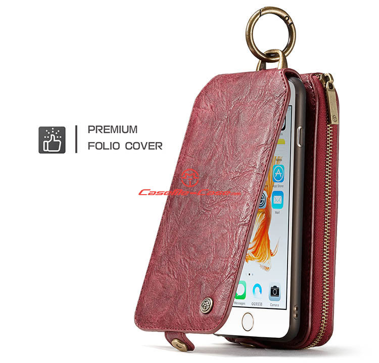 CaseMe iPhone 6 Plus Zipper Wallet Magnetic Detachable Flip Leather Case