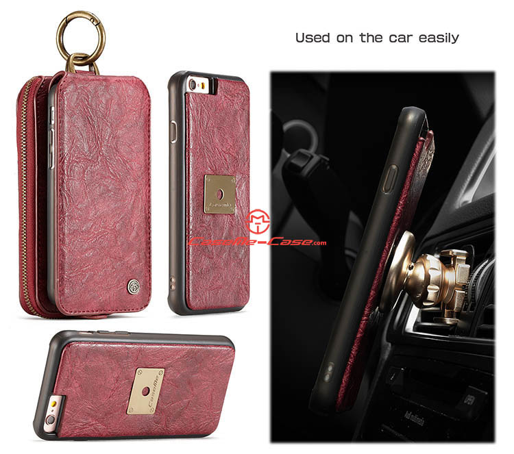 CaseMe iPhone 6 Plus Zipper Wallet Magnetic Detachable Flip Leather Case