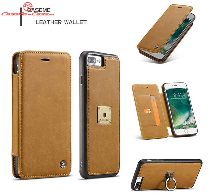 CaseMe iPhone 7 Plus Wallet Case Detachable Magnetic Finger Ring Back Cover