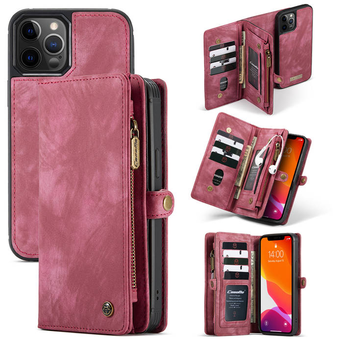 CaseMe iPhone 12 Pro Max Wallet Leather Case Zipper 10 Card Slots Phone ...