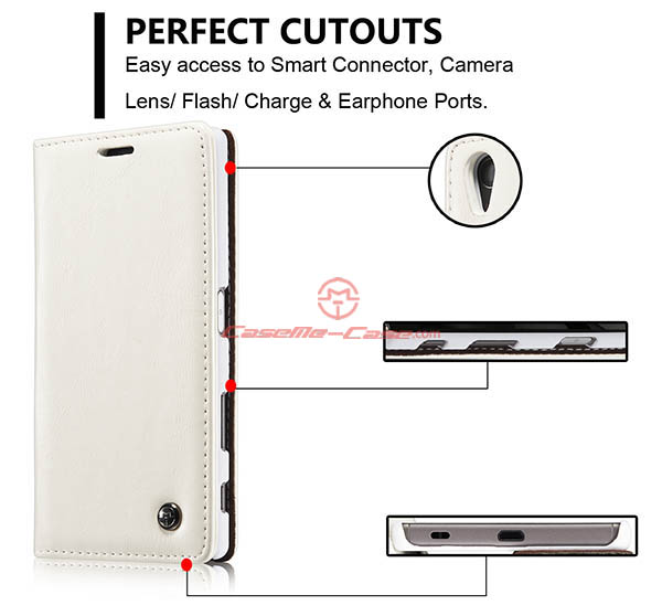 CaseMe Sony Xperia Z5 Magnetic Flip Leather Wallet Case White