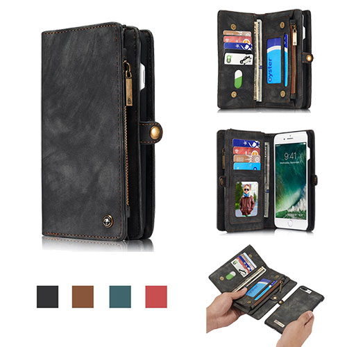 CaseMe iPhone 8 Zipper Wallet Detachable Folio Case Black