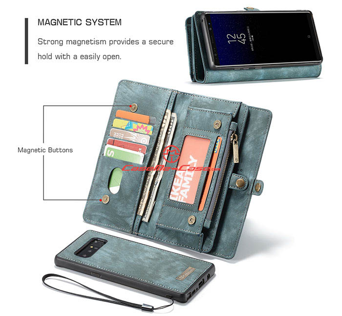 CaseMe Samsung Galaxy Note 8 Zipper Wallet Detachable 2 in 1 Folio Case