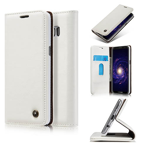 CaseMe Samsung Galaxy S8 Plus Magnetic Flip PU Leather Wallet Case White