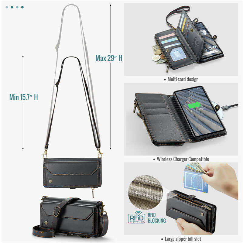 CaseMe Google Pixel 7A Wallet RFID Blocking Crossbody Phone Case