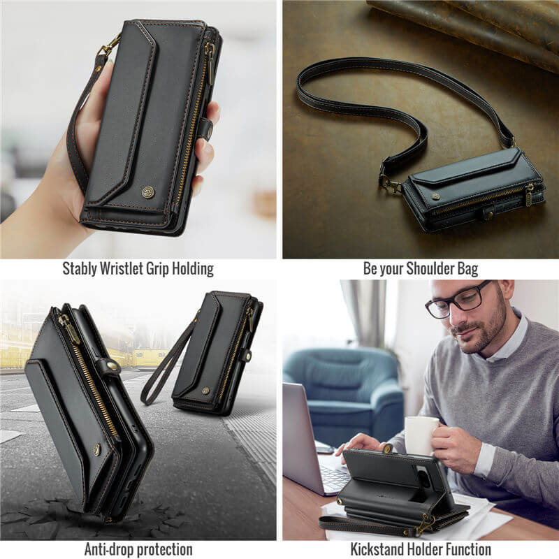 CaseMe Google Pixel 7A Wallet RFID Blocking Crossbody Phone Case