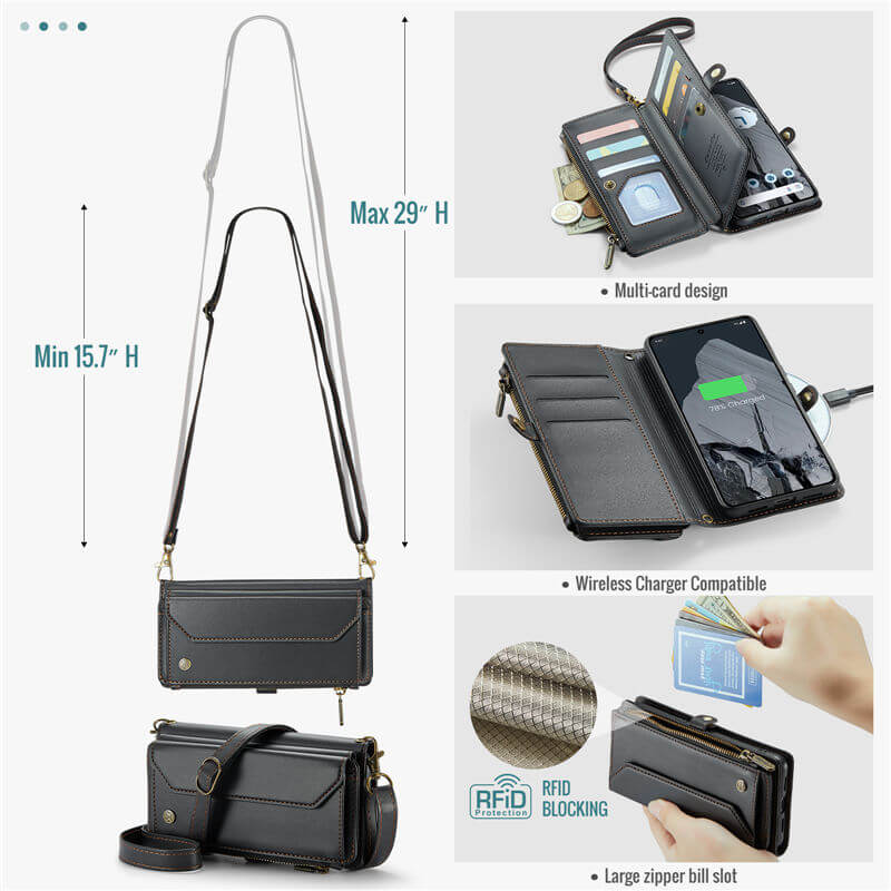 CaseMe Google Pixel 8 Pro Wallet RFID Blocking Crossbody Phone Case