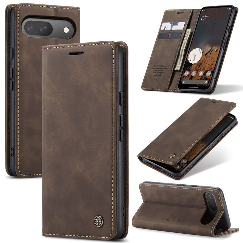 CaseMe Google Pixel 9/9 Pro Wallet Magnetic Suede Leather Case Coffee