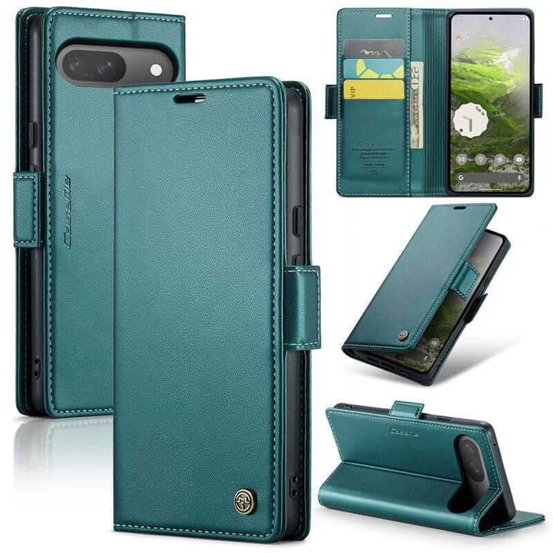 CaseMe Google Pixel 9/9 Pro Wallet RFID Blocking Magnetic Buckle Case Green