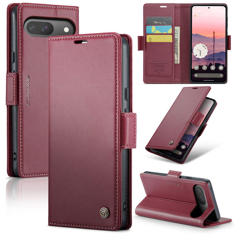 CaseMe Google Pixel 9/9 Pro Wallet RFID Blocking Magnetic Buckle Case Red