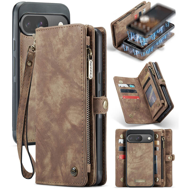 CaseMe Google Pixel 9/9 Pro Wallet Case with Wrist Strap Coffee