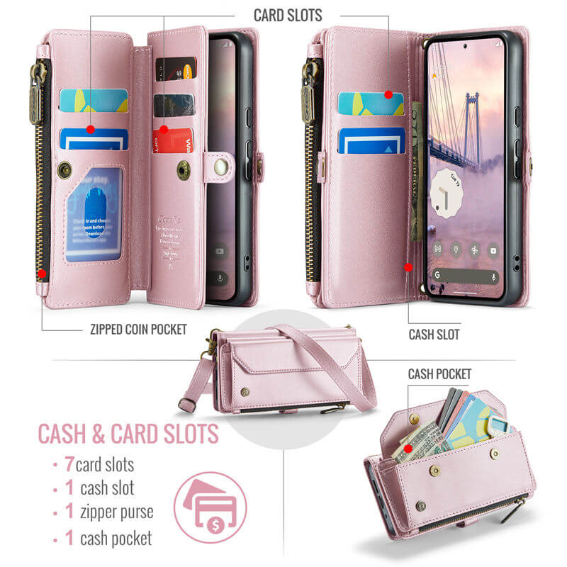 CaseMe Google Pixel 9/9 Pro Wallet RFID Blocking Crossbody Phone Case