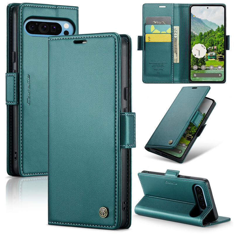 CaseMe Google Pixel 9 Pro XL Wallet RFID Blocking Magnetic Buckle Case Green