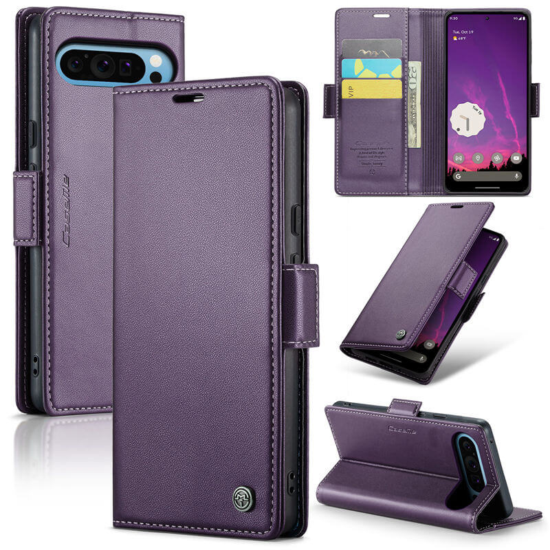 CaseMe Google Pixel 9 Pro XL Wallet RFID Blocking Magnetic Buckle Case Purple