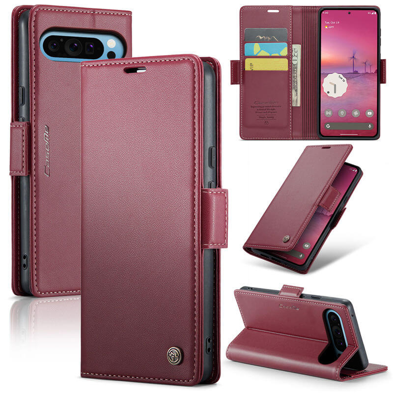 CaseMe Google Pixel 9 Pro XL Wallet RFID Blocking Magnetic Buckle Case Red