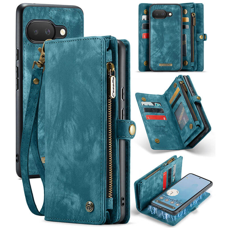 CaseMe Google Pixel 9A Wallet Case with Wrist Strap Blue