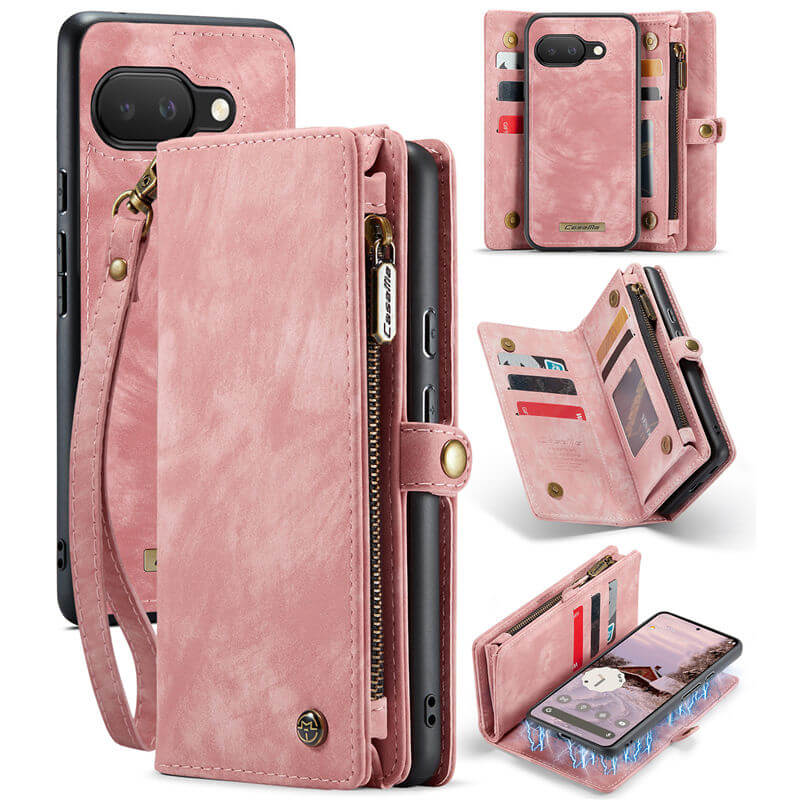 CaseMe Google Pixel 9A Wallet Case with Wrist Strap Pink