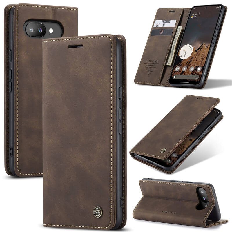 CaseMe Google Pixel 9A Wallet Magnetic Suede Leather Case Coffee