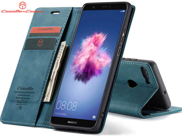 CaseMe Huawei P Smart Retro Wallet Kickstand Magnetic Flip Leather Case