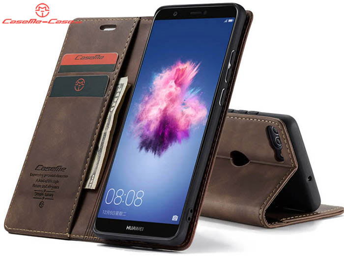 CaseMe Huawei P Smart Retro Wallet Kickstand Magnetic Flip Leather Case