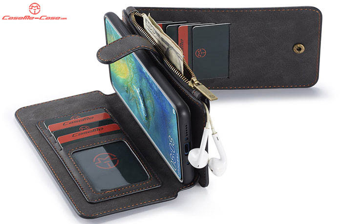 CaseMe Huawei Mate 20 Zipper Wallet Magnetic Detachable 2 in 1 Folio Flip Case