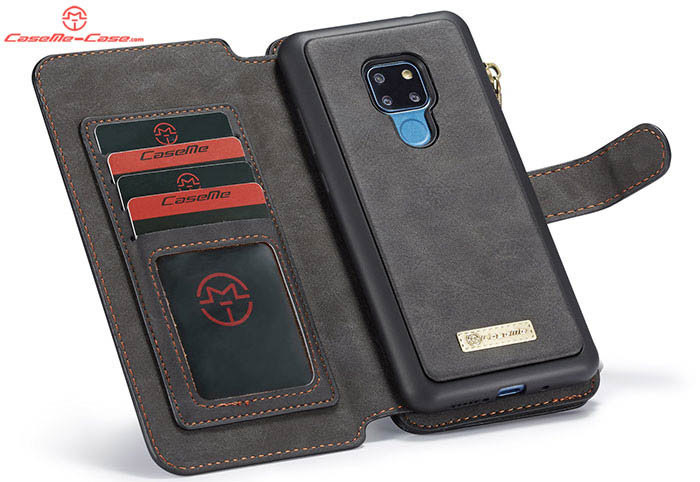 CaseMe Huawei Mate 20 Zipper Wallet Magnetic Detachable 2 in 1 Folio Flip Case